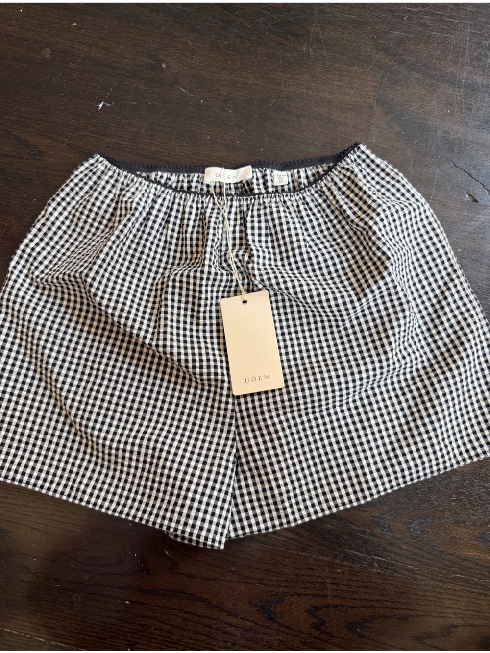 Doen Black & White Gingham Mini Short